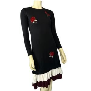 Ginger long sleeved A line dress with dragonfly Rose embellishments size xxsmall